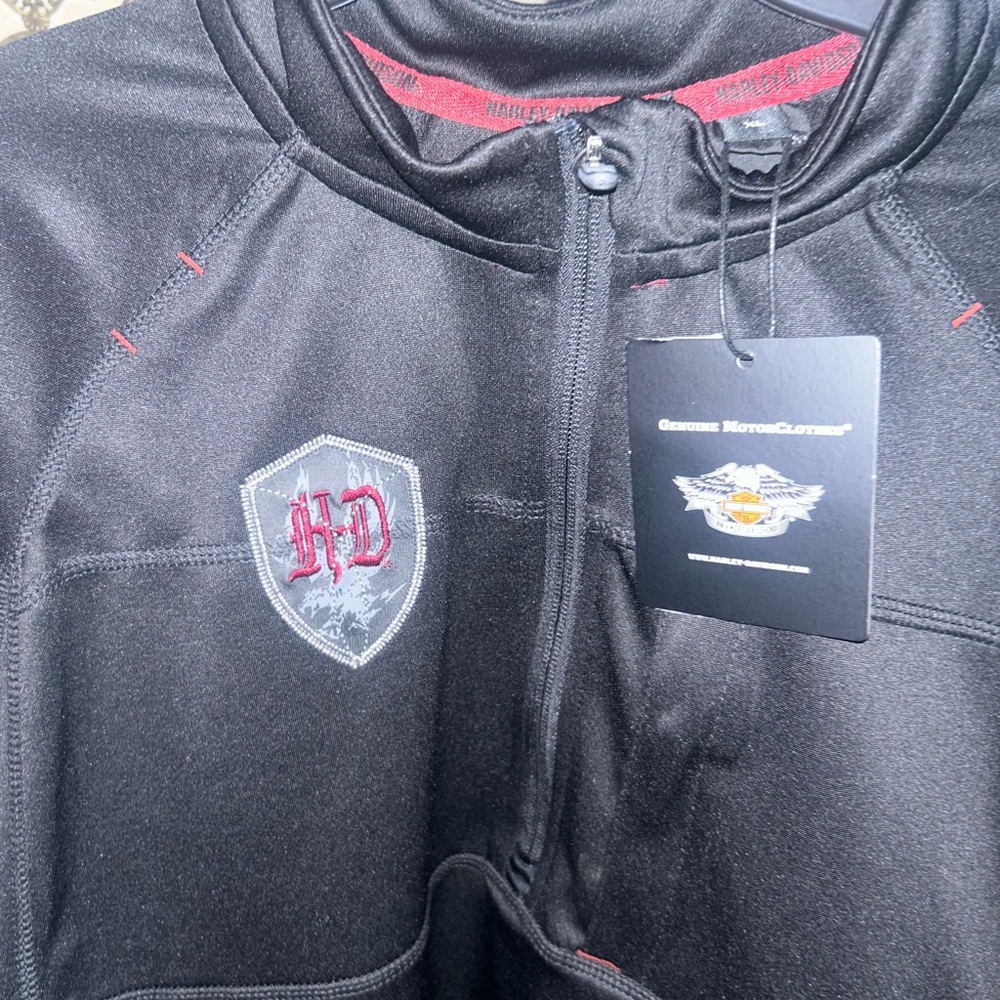 Harley Davidson Mens Lightweight Technical Pullover Sweatshirt, Black Size XL